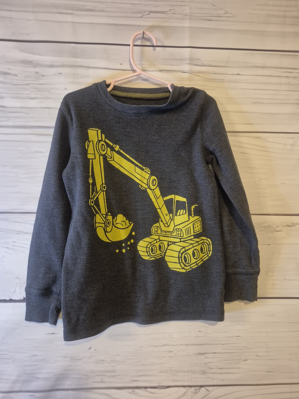 jumping beans Gray Long-Sleeve Tee with Yellow Excavator Print